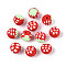 Fruits Theme Handmade Polymer Clay Beads, Strawberry, Red, 8.2mm, Hole: 1.2~1.6mm