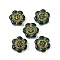 Baking Paint and Golden Metal Enlaced Glass Beads, Flower, Dark Green, 13x14x4.5mm, Hole: 1.2mm
