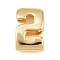 Number 2 Brass Beads, Long-Lasting Plated, Rack Plating, Lead Free & Cadmium Free, Real 18K Gold Plated, 14x9x5mm, Hole: 11x3mm