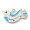 Platinum Brass Enamel Robin Bird Pendants, Rack Plating Bird Charms, Lead Free & Cadmium Free, Sky Blue, 16x29x3.8mm, Hole: 2.4mm