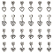 32Pcs 4 Styles  Tibetan Style Alloy European Dangle Charms, Large Hole Pendants, Hollow Heart, Mixed Color, 23~28mm, 8pcs/style