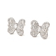 Серьги-гвоздики из латуни с микропаве и цирконием в форме бабочки EJEW-L270-12P-2