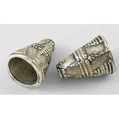 Perline tubo stile tibetano in lega. Argento antico