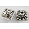 Tibetan Style Alloy Caps, Square, Cadmium Free & Nickel Free & Lead Free, Antique Silver, 10x10x5mm, Hole: 2mm
