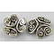 Tibetan Style Bead Caps, Lead Free and Cadmium Free, Flower, Antique Silver, about 12mm in diameter, 3.5mm thick, hole: 1.5mm