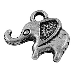 Tibetan Style Charms, Lead Free & Cadmium Free, Elephant, Antique Silver, 14mm long, 14mm wide, 12.9mm thick, Hole: 2mm