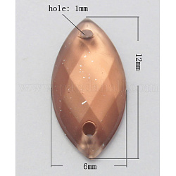 Sew on Rhinestone, Taiwan Acrylic Rhinestone, Two Holes, Garments Accessories, Frosted and Faceted, Horse Eye, Sienna, Size: about 12mm long, 6mm wide, 3mm thick, hole: 1mm