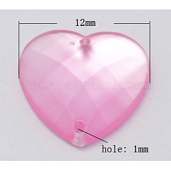 Sew on Rhinestone, Taiwan Acrylic Rhinestone, Two Holes, Garments Accessories, Frosted and Faceted, Heart, Pearl Pink, Size: about 12mm long, 12mm wide, 3mm thick, hole: 1mm