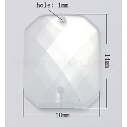 Sew on Rhinestone, Taiwan Acrylic Rhinestone, Two Holes, Garments Accessories, Frosted and Faceted, Octagon, Snow, Size: about 14mm long, 10mm wide, 3mm thick, hole: 1mm