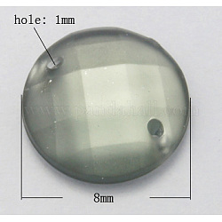 Sew on Rhinestone, Taiwan Acrylic Rhinestone, Two Holes, Garments Accessories, Frosted and Faceted, Half Round, Gray, 8x2.5mm