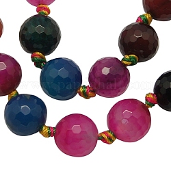 Natural Agate Beads Strands, Dyed, Round, Mixed Color, 14mm