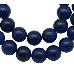 Natural Agate Beads, Dyed, Round, Blue, Size: about 8mm in diameter, hole: 1mm, 43pcs/strand, 15.5inch