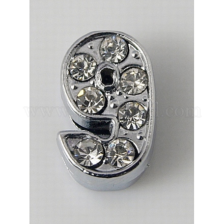 Alloy Number Slide Charms ALRI-A114-9-1
