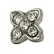Zinc Alloy Links, with Rhinestone and Two Holes, Flower, Platinum Color,  12.7x6.7mm, Hole: 2mm.