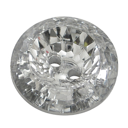 2-Hole Acrylic Faceted Flat Round Sewing Buttons, Clear, about 18mm in diameter, 7mm thick, hole: 2mm