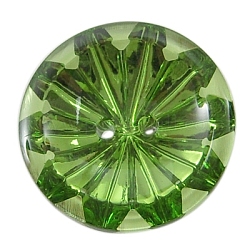 2-Hole Acrylic Rhinestone Sewing Buttons, Green, Flat Round, about 30mm in diameter, 9mm thick, hole: 2mm