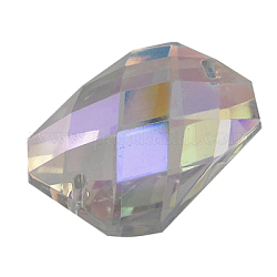 Sew on Rhinestone, Acrylic Rhinestone, Two Holes, Garments Accessories, Faceted Rectangle, Clear AB Color, 35x25x6mm, Hole: 1mm