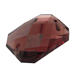 Sew on Rhinestone, Acrylic Rhinestone, Two Holes, Garments Accessories, Faceted Rectangle, Pale Violet Red, 35x25x6mm, Hole: 1mm