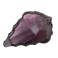 Sew on Rhinestone, Acrylic Rhinestone, Two Holes, Garments Accessories, Faceted Leaf, Purple, 25x17x6mm, Hole: 1mm