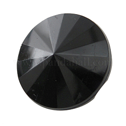 1-Hole Acrylic Rhinestone Faceted Flat Round Sewing Shank Buttons, Black, about 12mm in diameter, 7mm thick, hole: 2mm