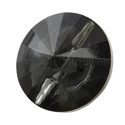 1-Hole Acrylic Rhinestone Faceted Flat Round Sewing Shank Buttons, Faceted, Gray, about 15mm in diameter, 8mm thick, hole: 2mm