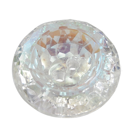 2-Hole Acrylic Faceted Flat Round Sewing Buttons AR3229-15-14-1