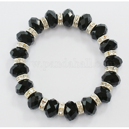 Bracciale con perle di vetro rondelle sfaccettate B231-27-1