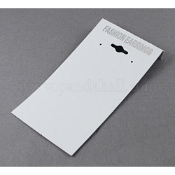 Paper Earring Display Card, Rectangle, White, Size: about 92mm long, 50mm wide.