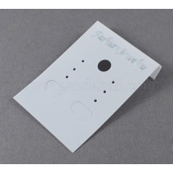 Plastic Earring Display Card, Rectangle, White, Size: about 51mm long, 37mm wide.