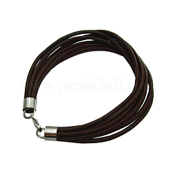 Braided Cowhide Cord Bracelet Making, with Platinum Clasp, Brown, Consist of 8 Strands Cowhide Cord, Each Strand: about 2mm in diameter, 7inch long
