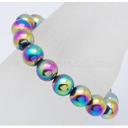 Bracelets en hématite synthétique sans magnétique, bracelets de billes colorées, taille: environ 57mm de diamètre, perles rondes: 12 mm de diamètre