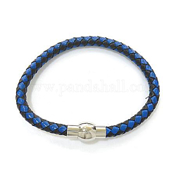 Fashion Braided Leather Cord Bracelet Making, with Stainless Steel Clasps, Royal Blue, 6x215.9mm