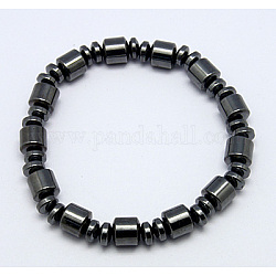 Bracelets d'hématite synthétiques magnétiques, noir, taille: environ 54 mm de diamètre intérieur, perles: environ 6~8 mm de diamètre