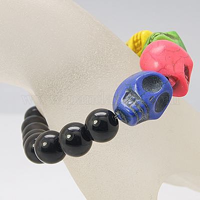 Эластичный стеклянные браслеты для Хэллоуина BJEW-JB00447-1