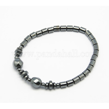 Elastic Non-Magnetic Synthetic Hematite Bracelets BJEW-D035-1-1