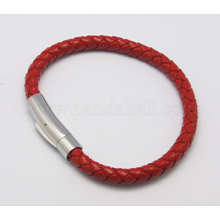 Braided Leather Cord Bracelets BJEW-H179-3-1