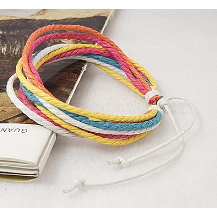 Waxed Cotton Cord Bracelets BJEW-H316-1-1