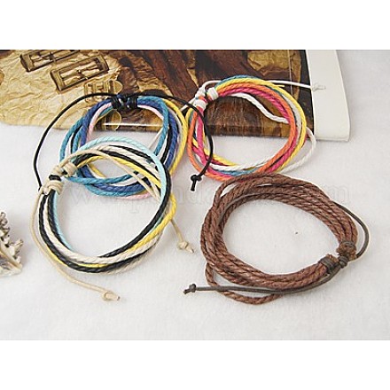 Waxed Cotton Cord Bracelets BJEW-H316-M-1