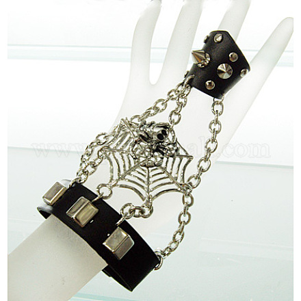 Skull Punk Rock Leather Bracelets BJEW-N114-19-1