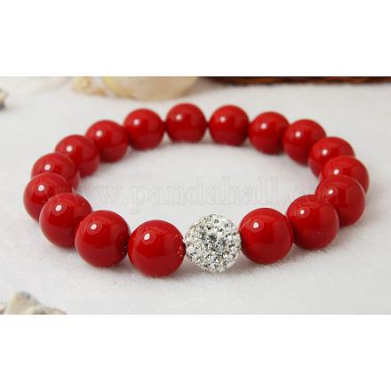 Stretchy Shell Pearl Beads Bracelets BJEW-Q408-2-1