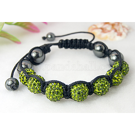 Corde de nylon tricoté de mode bracelet avec hématite et de grade A strass perles BJEW-Q441-13-1