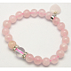 Bracelets en quartz rose naturel avec breloque BJEW-H044-3-1