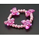 子供用ブレスレット  模造真珠のアクリルビーズと透明なアクリルビーズで  ピンク  45mm BJEW-JB00320-02-1