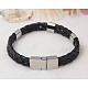 Multi-strand Braided Leather Cord Bracelets BJEW-L356-M-2