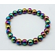 Round Synthetic Magnetic Hematite Stretch Beaded Bracelets BJEW-Q008-AB-1