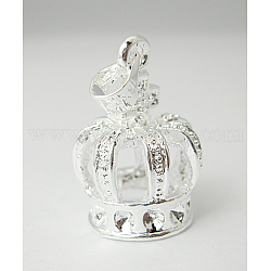 Alloy Pendants, Crown, Silver Color, about 12mm wide, 20mm long, hole: 5mm