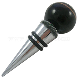 Handmade Blown Glass Bottle Stoppers, Lead Free Metal Alloy, With Gold Sand Inlaid, about 34mm Wide, 102mm Long