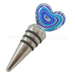 Handmade Silver Foil Glass Bottle Stoppers, Lead Free Metal Alloy, about 41mm Wide, 101mm Long