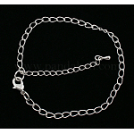 Pulseras de cadena de hierro, de color platino, cadena: 3.5 mm de ancho, 5.5 mm de largo, aproximamente 19 cm de largo, ajustable