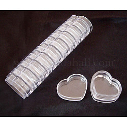 Vorratsbehälter für Kunststoffperlen in Herzform, Transparent, 3.1x3.7x1.8 cm, Kapazität: 3 ml (0.1 fl. oz)